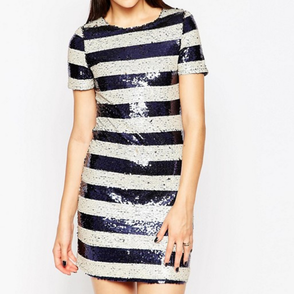 NWT - shift dress in two tone sequin stripe